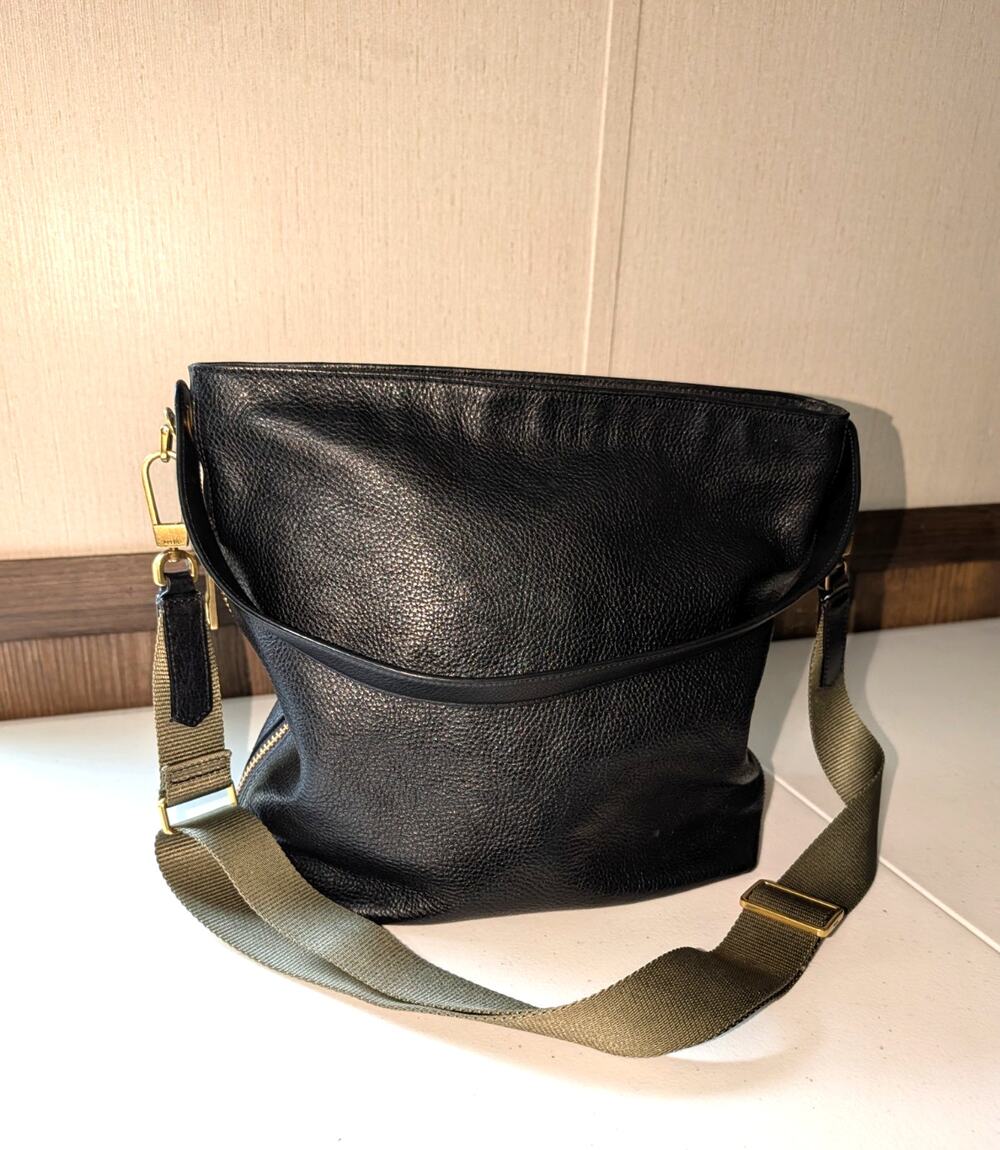 FOSSIL Black Leather MAYA Convertible Hobo Crossbody Purse Bag
